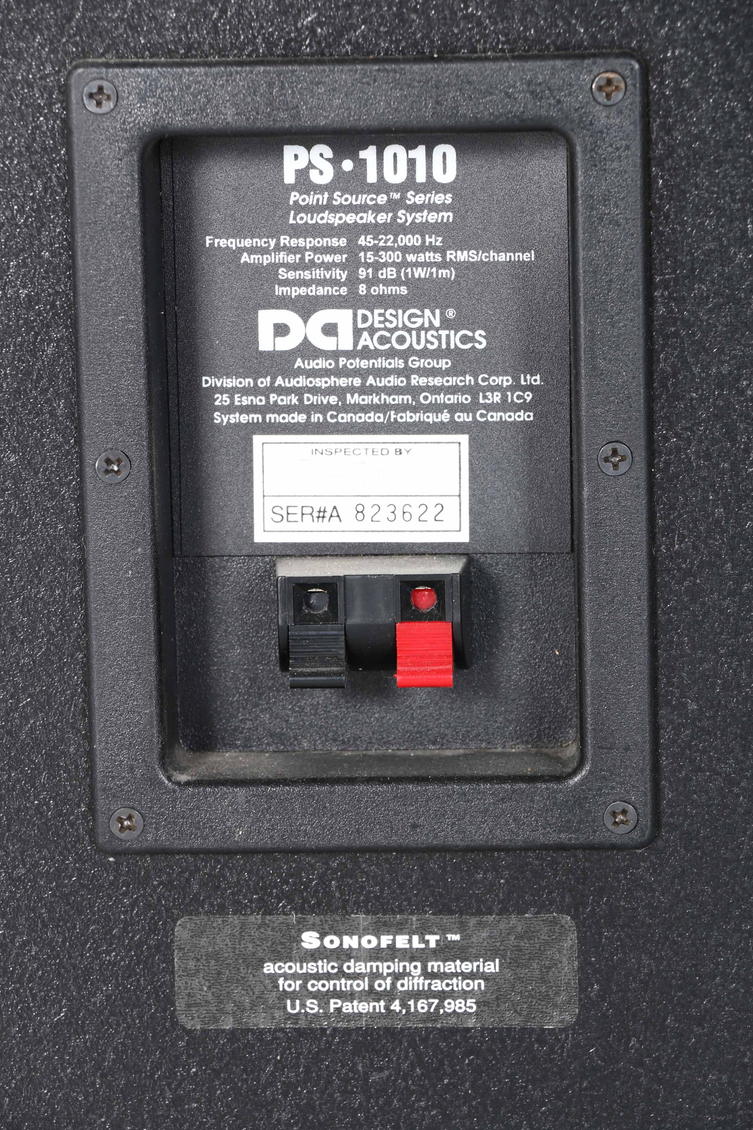 Black ADS Powered Subwoofer and Design Acoustics Speakers