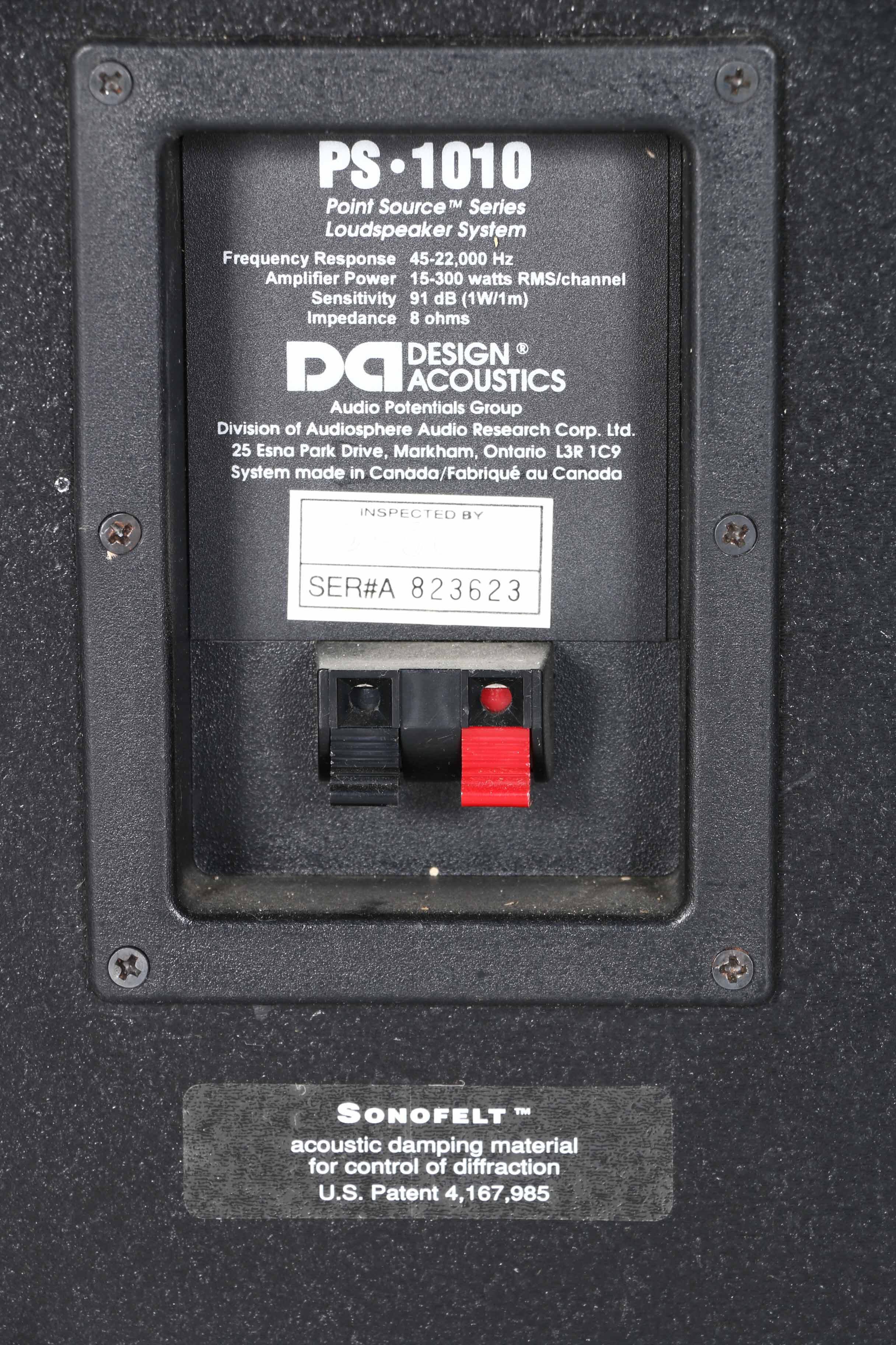 Black ADS Powered Subwoofer and Design Acoustics Speakers