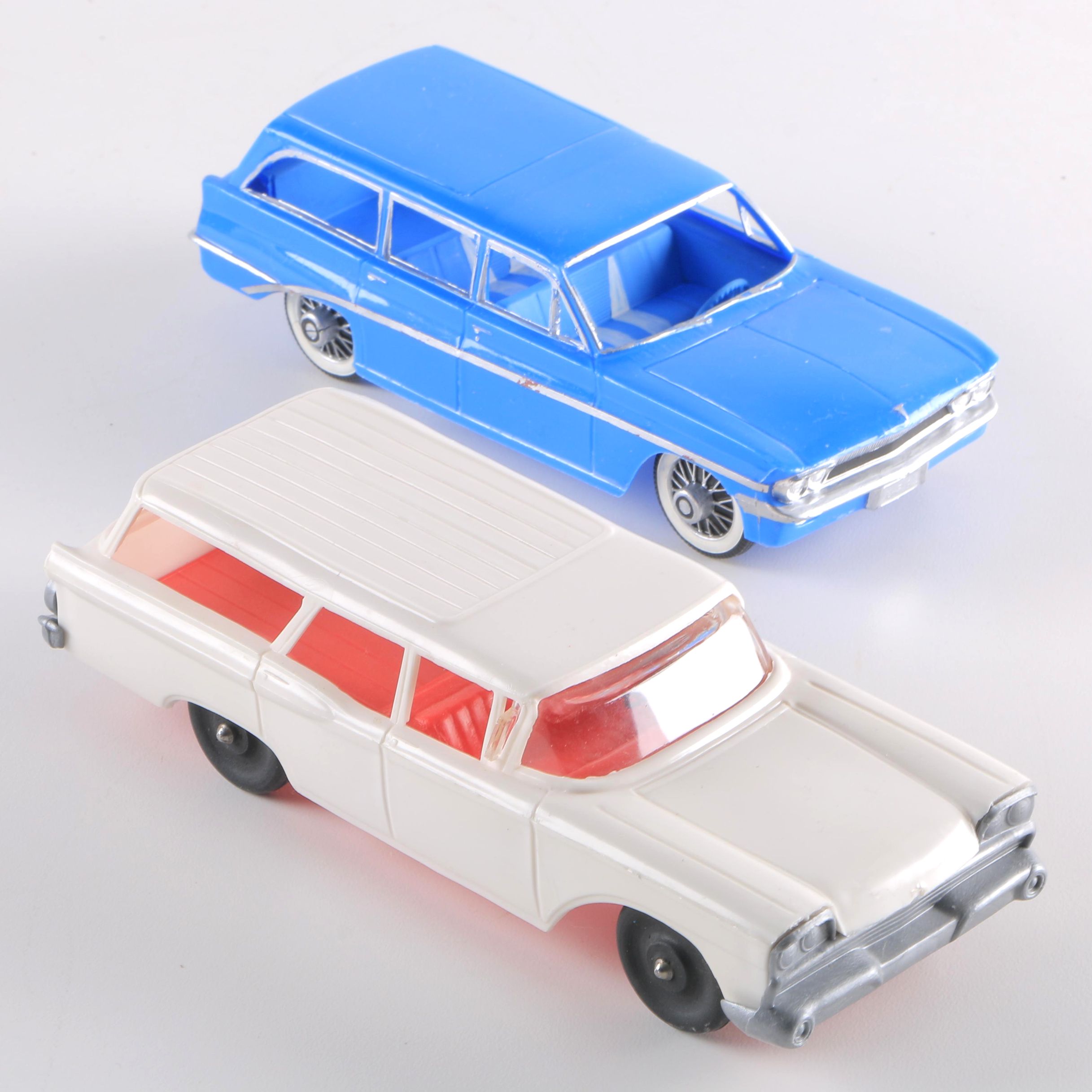 Pair of Plastic Station Wagon Toy Cars