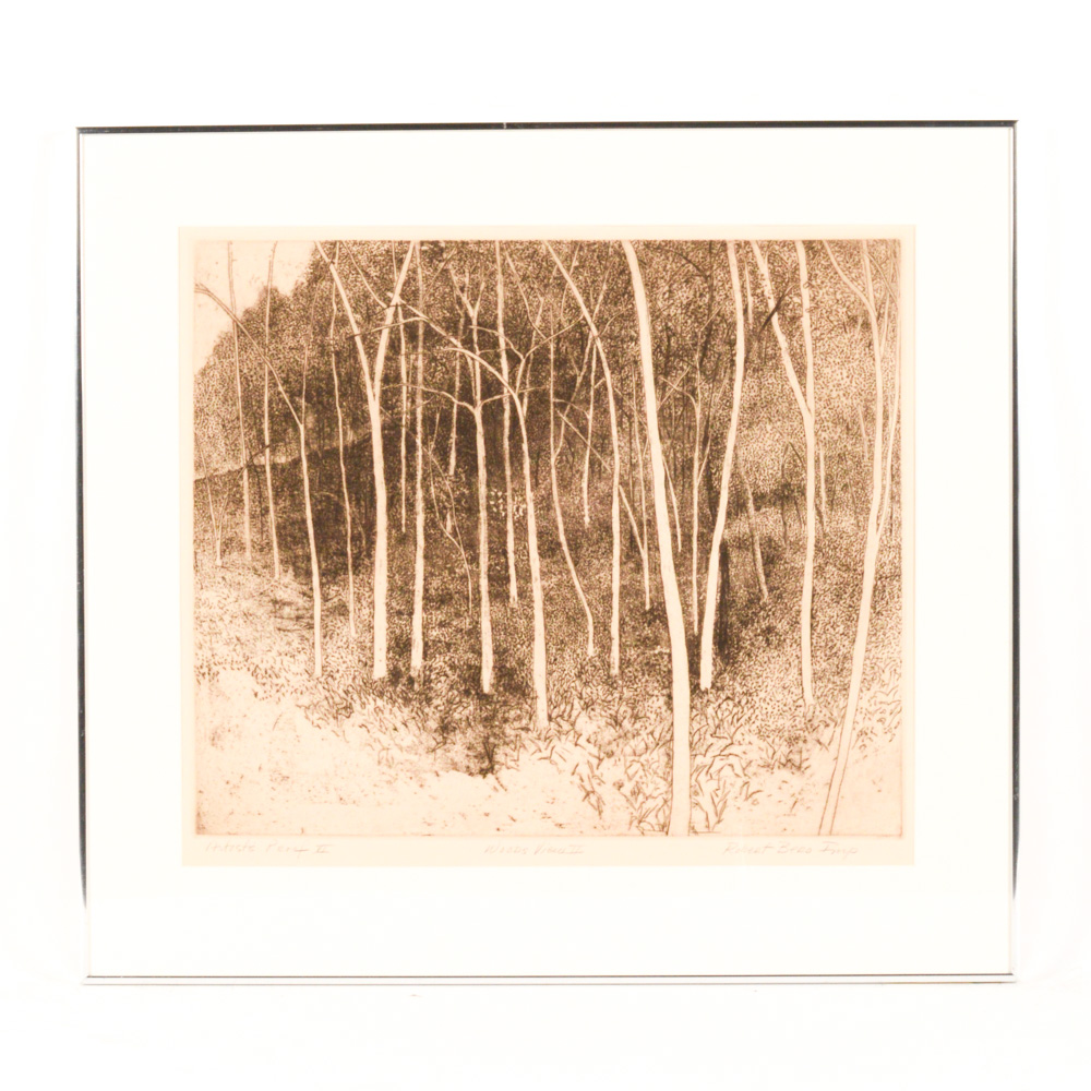 Robert Bero Artist Proof Aquatint Etching "Woods View II"