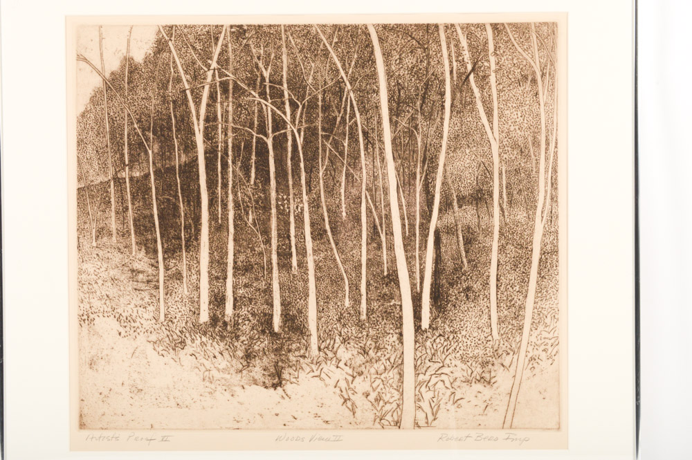 Robert Bero Artist Proof Aquatint Etching "Woods View II"