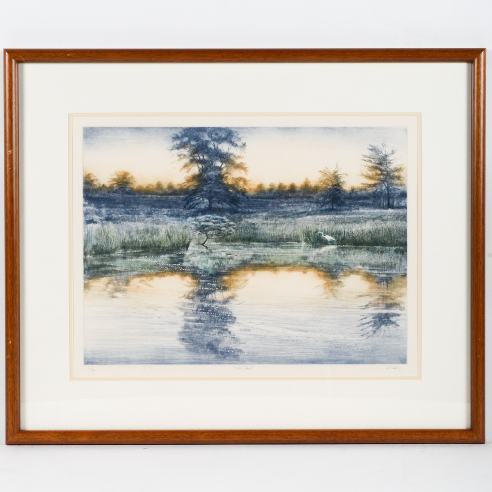 Harvey Kidder Color Mezzotint "The Pond"