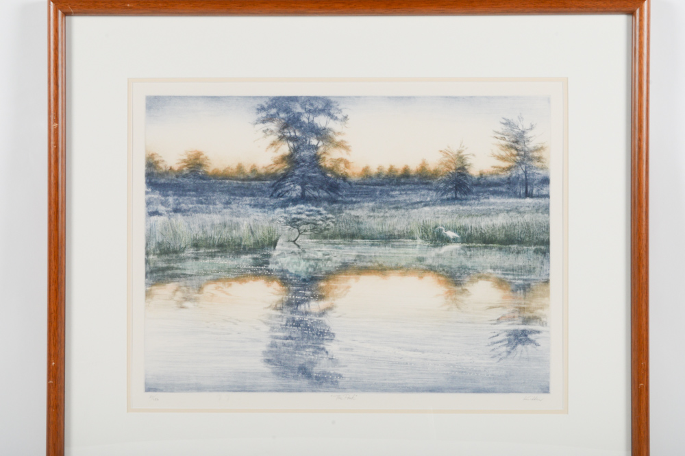 Harvey Kidder Color Mezzotint "The Pond"