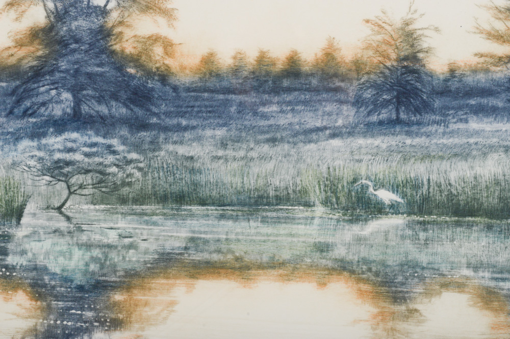 Harvey Kidder Color Mezzotint "The Pond"