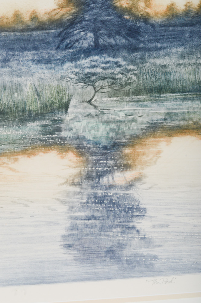 Harvey Kidder Color Mezzotint "The Pond"