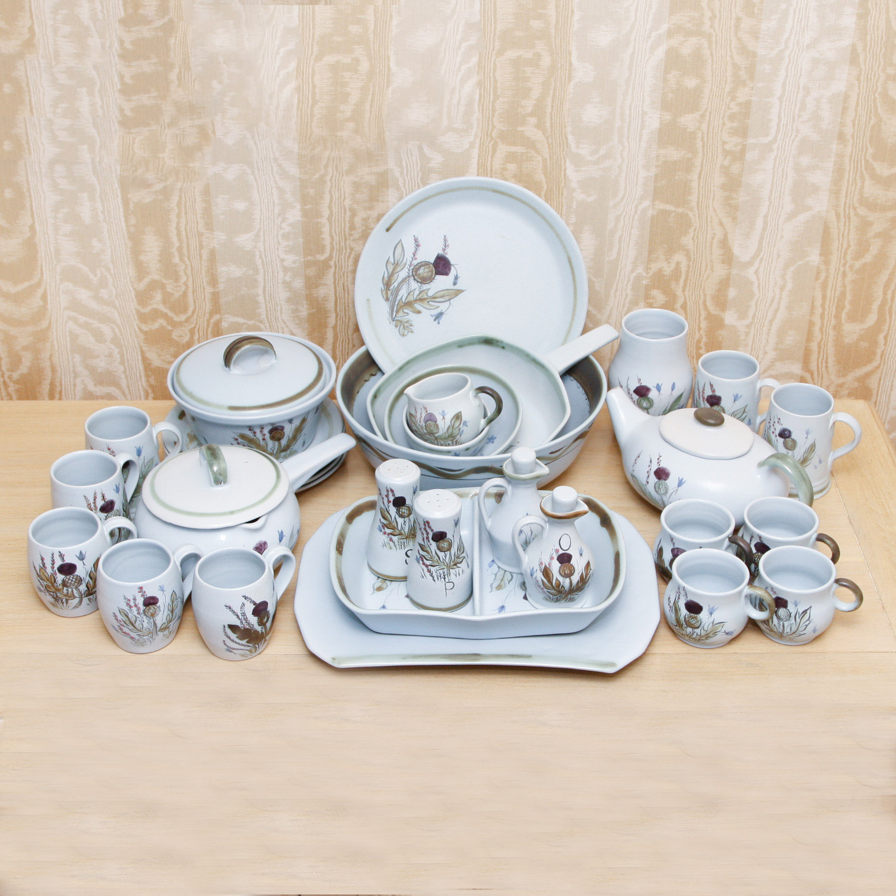 Vintage Buchan Stoneware in "Thistleware" Pattern