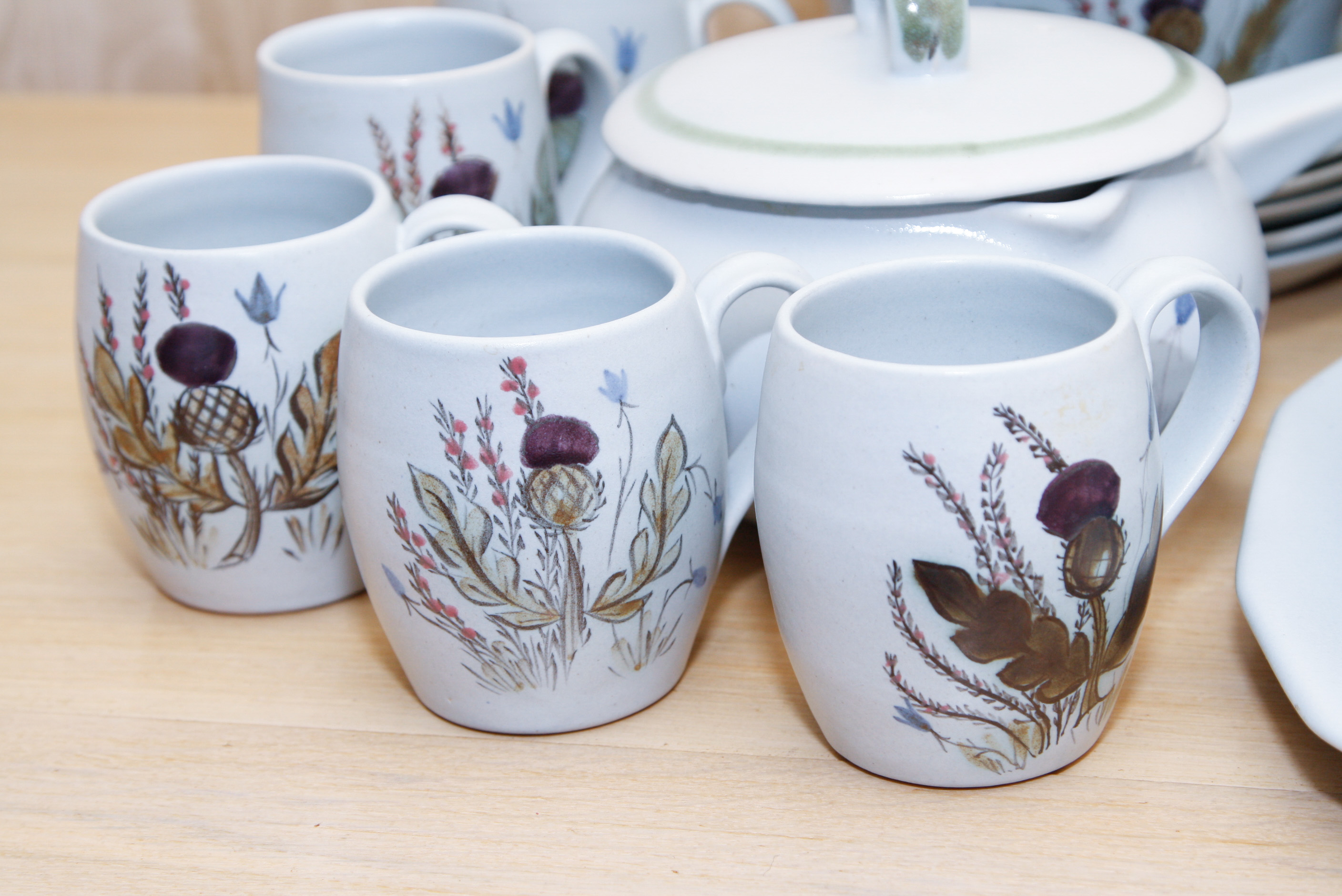 Vintage Buchan Stoneware in "Thistleware" Pattern