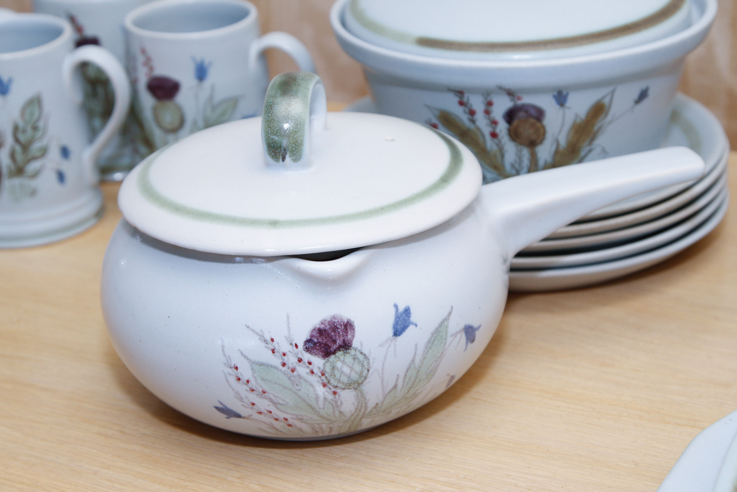 Vintage Buchan Stoneware in "Thistleware" Pattern