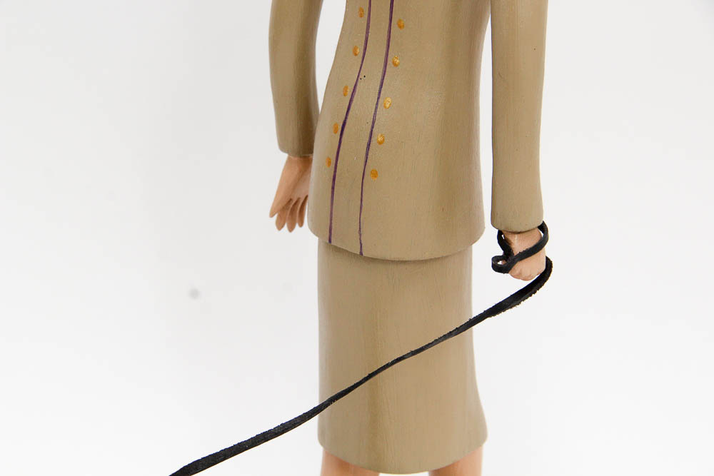 Carolyn Rhoads Hand Carved Sculpture of a Woman and Her Dog