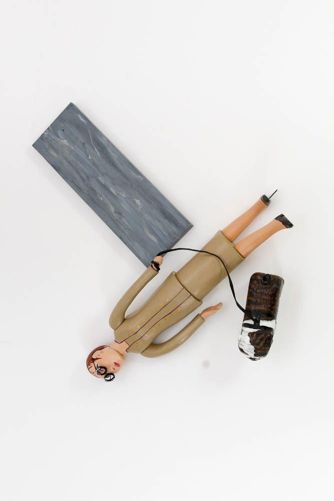 Carolyn Rhoads Hand Carved Sculpture of a Woman and Her Dog