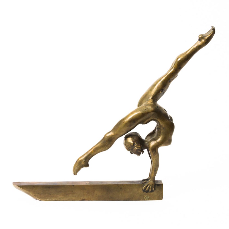 Solid Brass Gymnast Sculpture