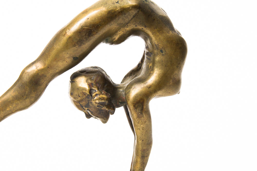 Solid Brass Gymnast Sculpture