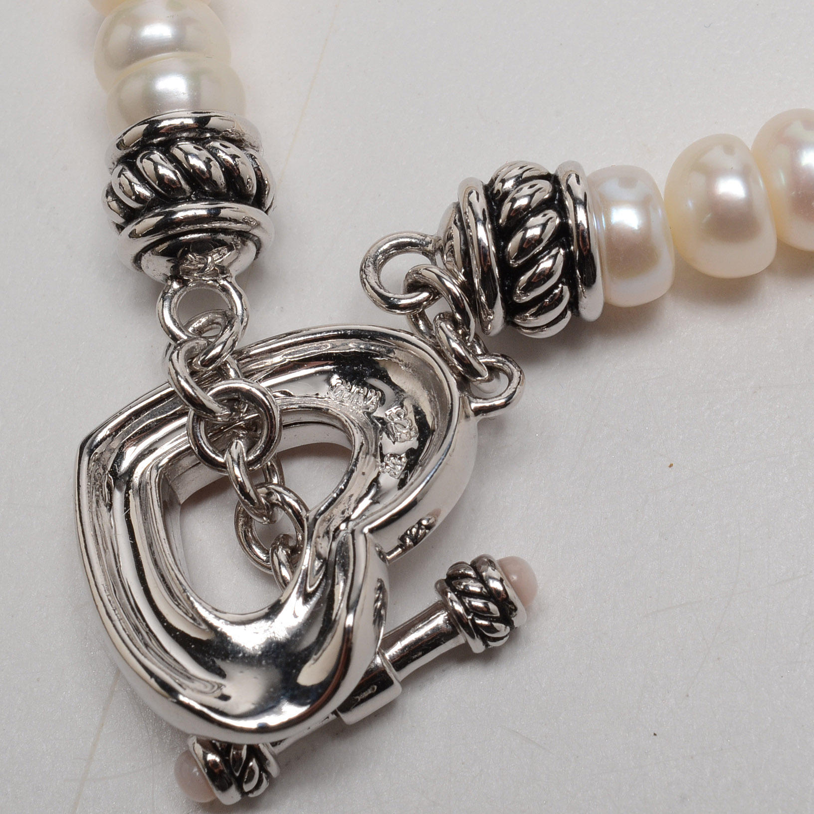 Sterling Silver and Pearl Matching Necklace and Bracelet
