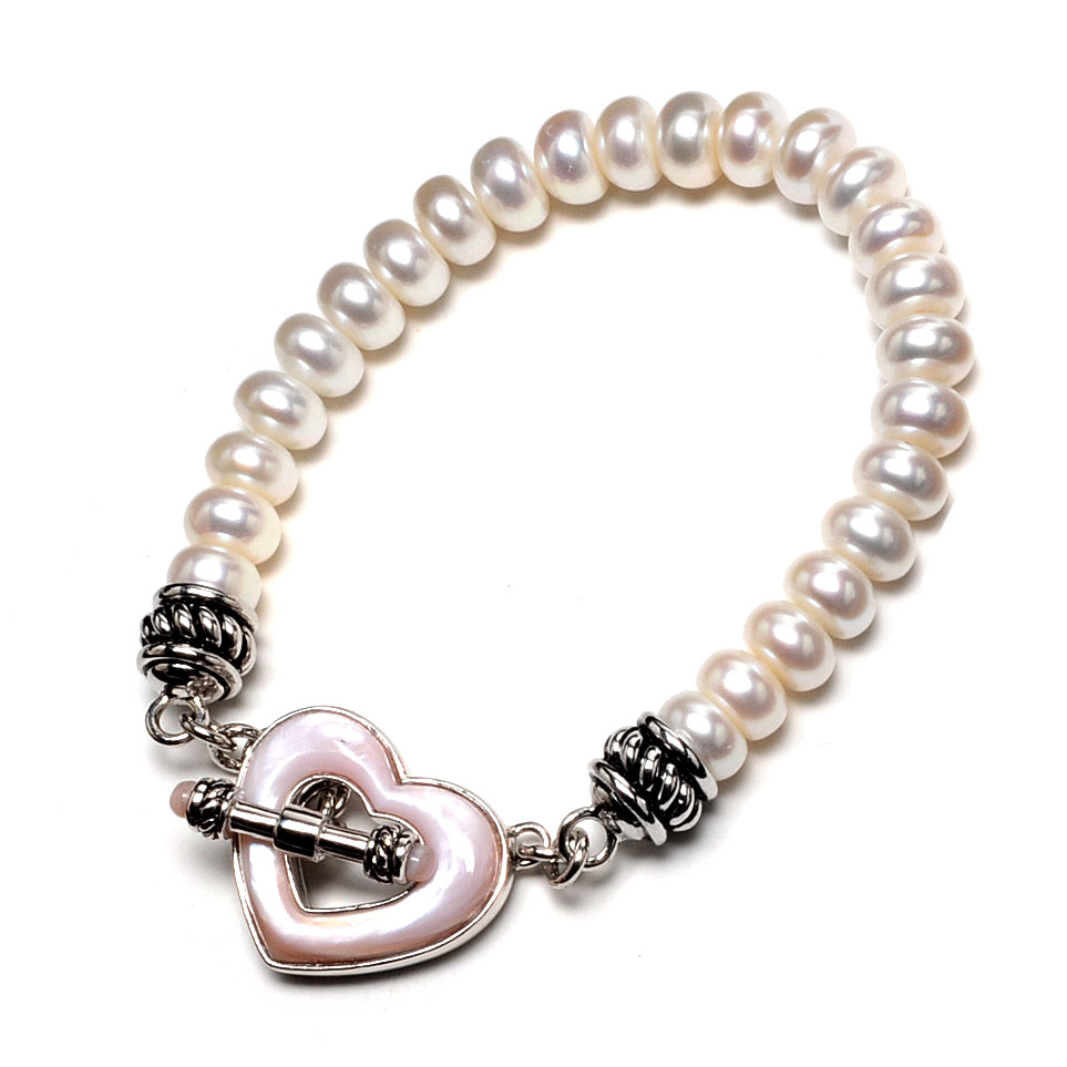 Sterling Silver and Pearl Matching Necklace and Bracelet