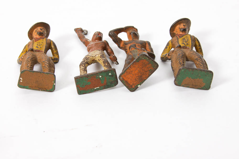 Cast Iron Metal Cowboy and Indian figurines