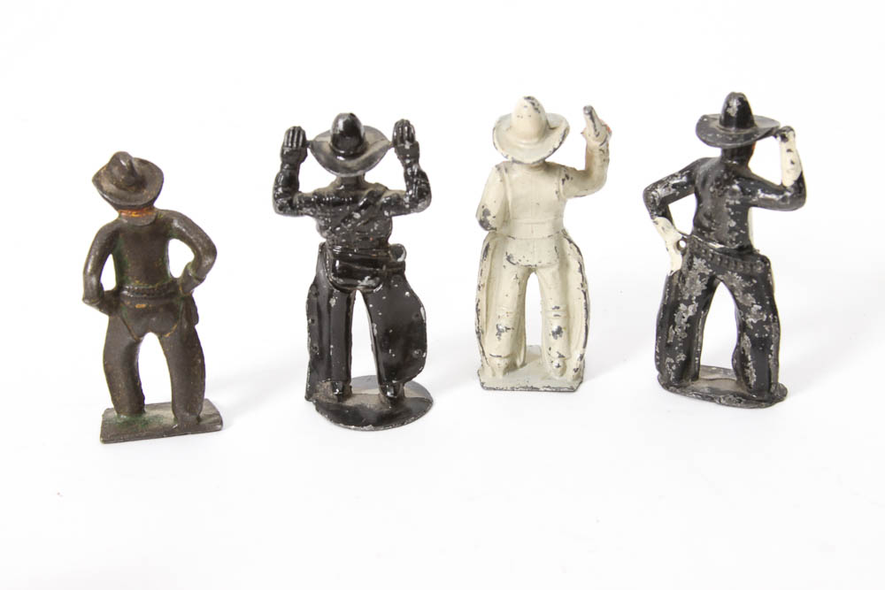 Cast Iron Metal Cowboy and Indian figurines