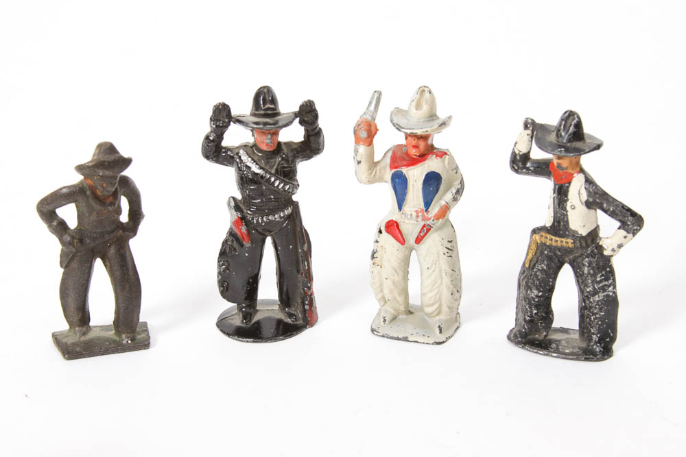Cast Iron Metal Cowboy and Indian figurines