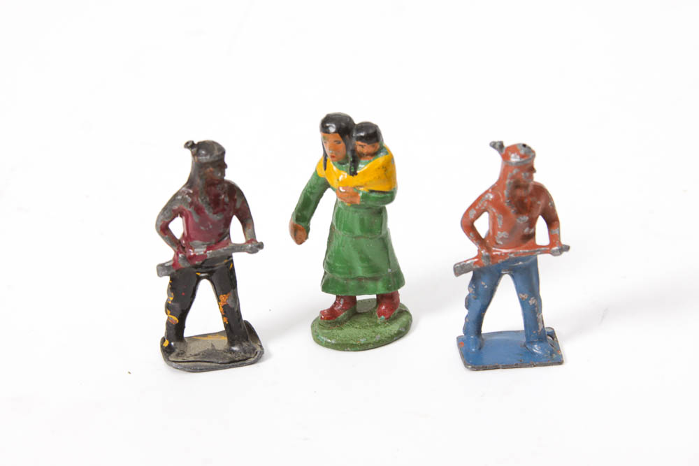 Cast Iron Metal Cowboy and Indian figurines