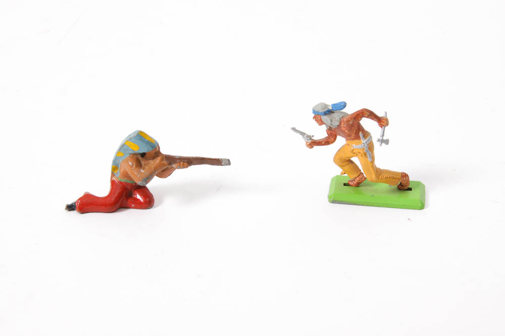 Cast Iron Metal Cowboy and Indian figurines