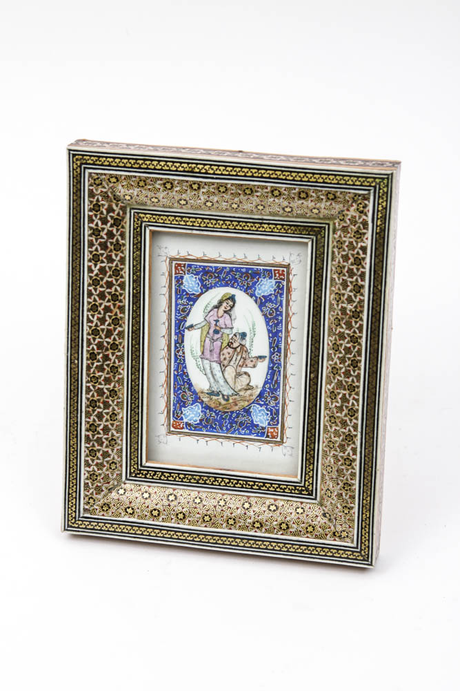 Original Iranian Art with Inlaid Frame and Box