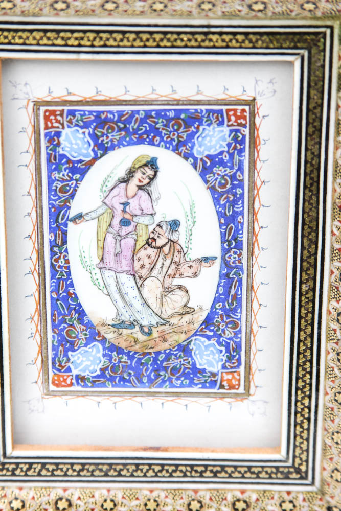 Original Iranian Art with Inlaid Frame and Box
