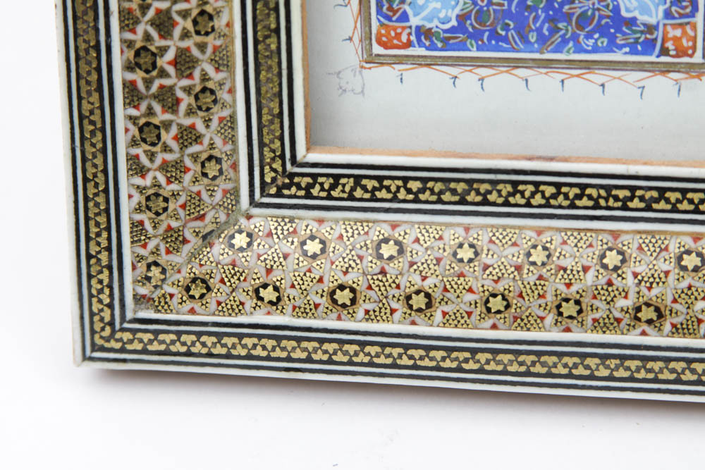 Original Iranian Art with Inlaid Frame and Box