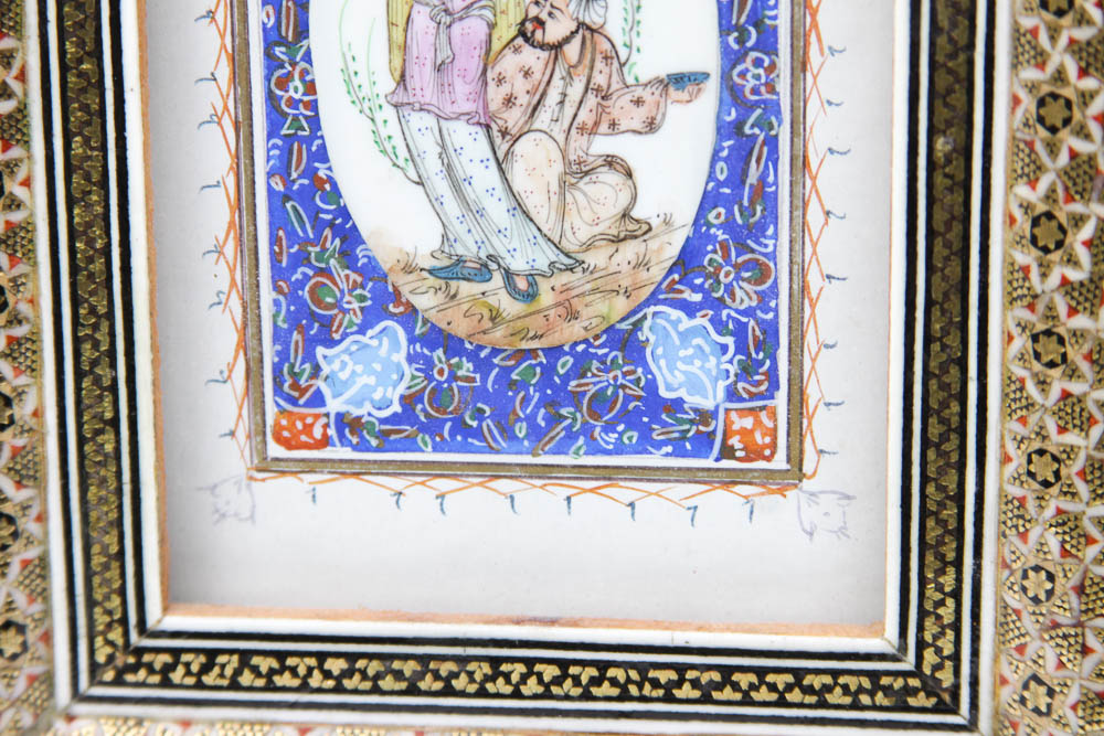 Original Iranian Art with Inlaid Frame and Box