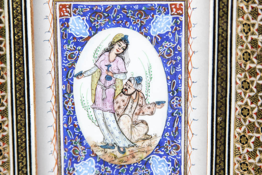 Original Iranian Art with Inlaid Frame and Box