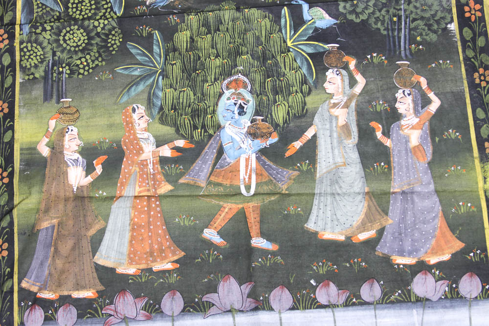Indian Painting of Krishna on Frabric