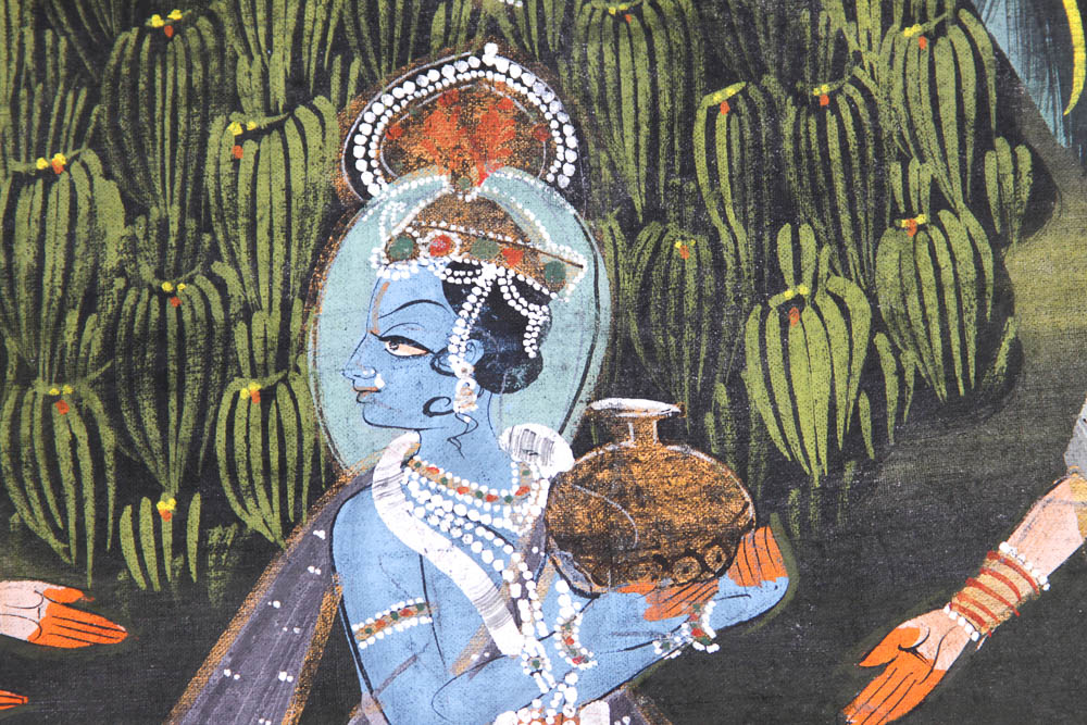 Indian Painting of Krishna on Frabric