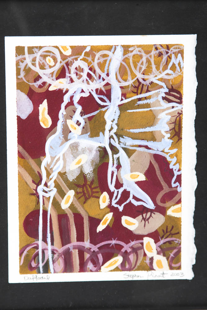 Signed Stephen Plant Acrylic on Paper "Daffodil"