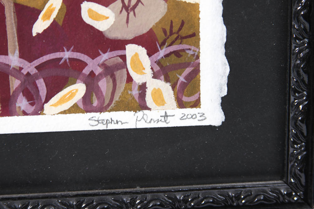 Signed Stephen Plant Acrylic on Paper "Daffodil"