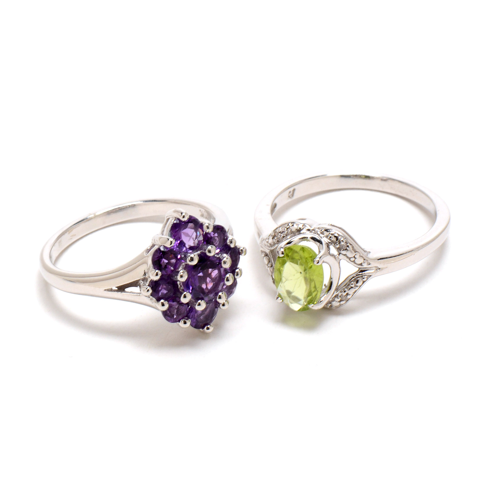 Two Sterling Silver Rings with Stones