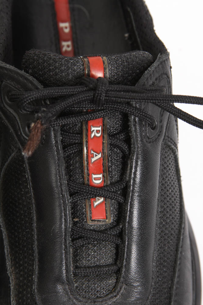 Prada Designer Black Sneakers, Size 39