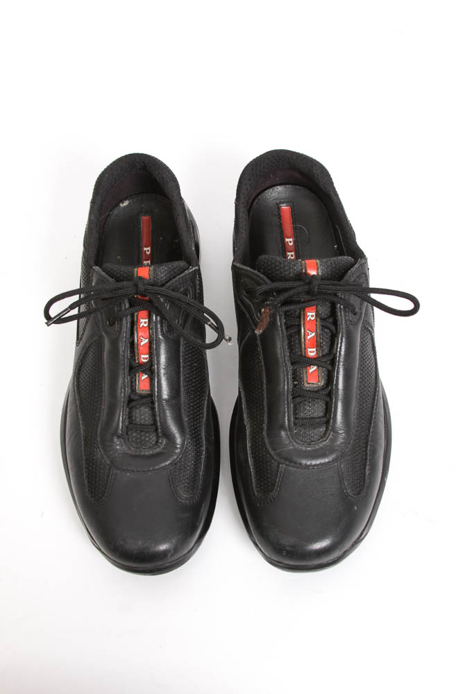 Prada Designer Black Sneakers, Size 39