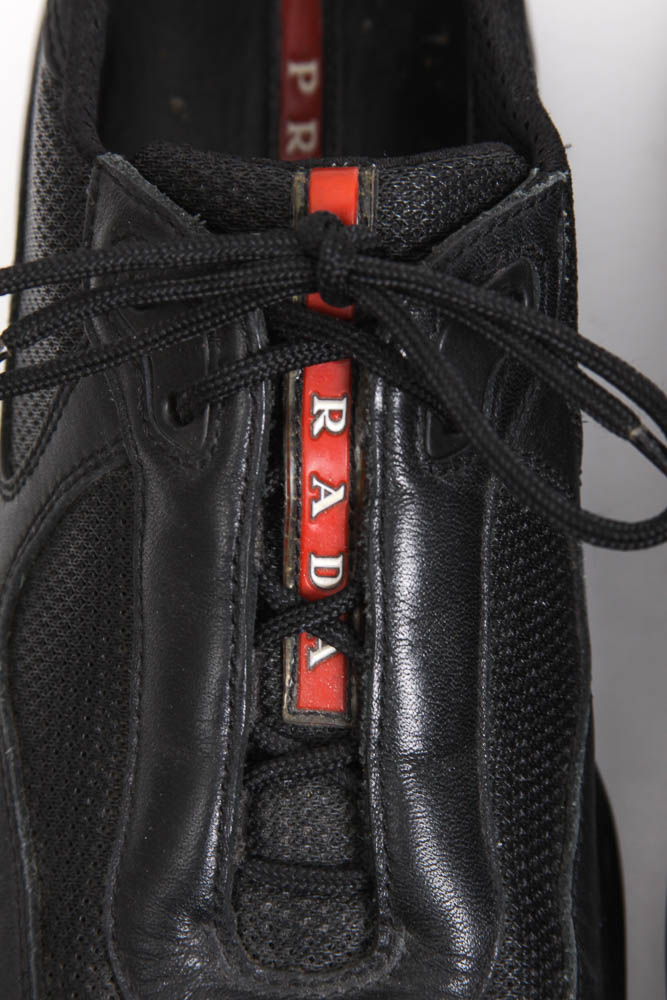 Prada Designer Black Sneakers, Size 39