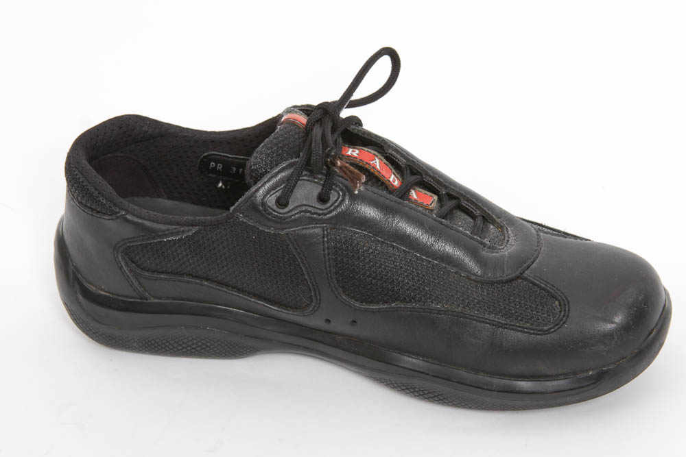 Prada Designer Black Sneakers, Size 39