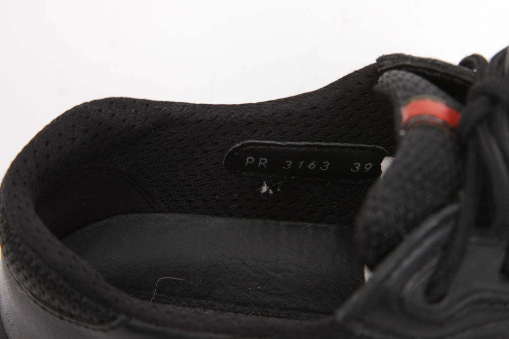 Prada Designer Black Sneakers, Size 39