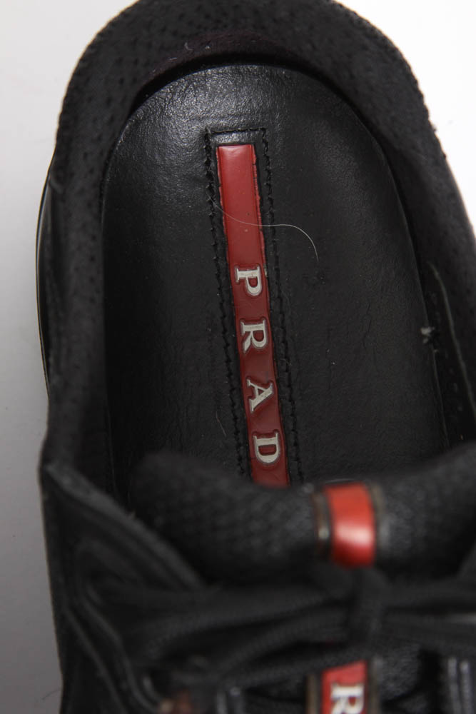 Prada Designer Black Sneakers, Size 39