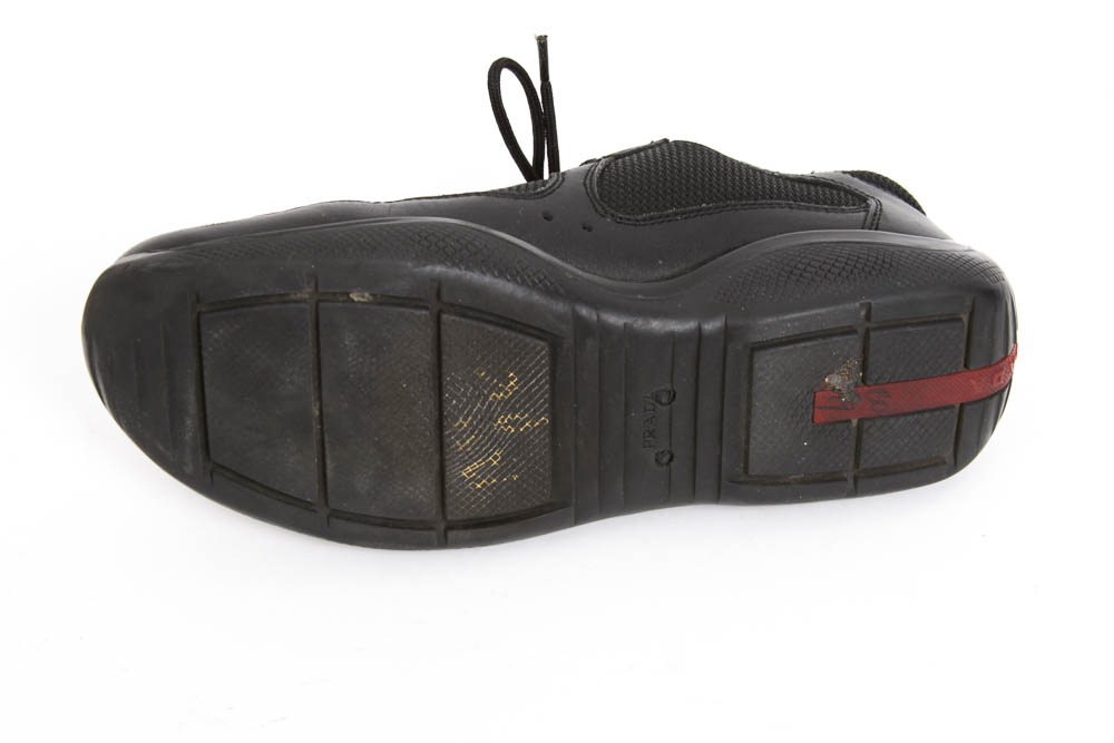 Prada Designer Black Sneakers, Size 39