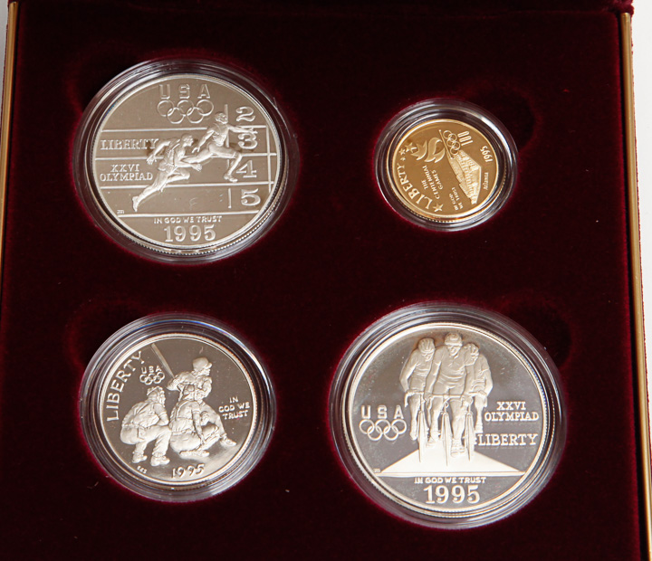 Three 1995 XXVI Olympiad Four-Coin Proof Sets
