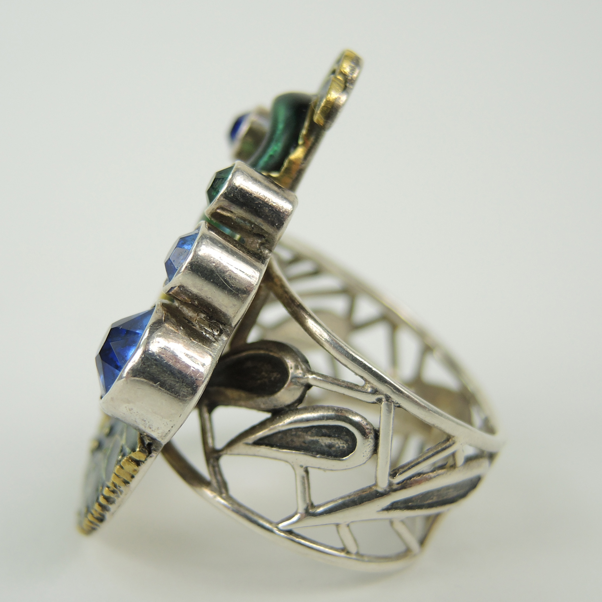 Mars and Valentine Sterling Peacock Bracelet and Rings