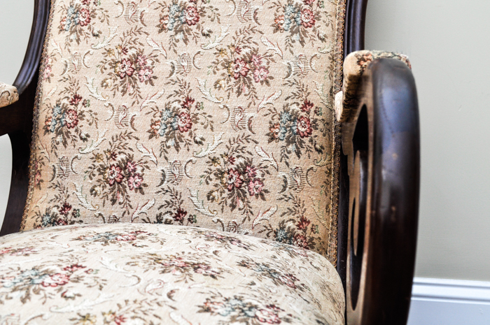 Vintage Mahogany Upholstered Rocking Chair