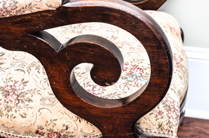 Vintage Mahogany Upholstered Rocking Chair