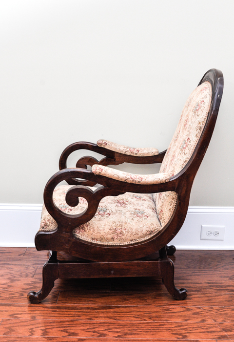 Vintage Mahogany Upholstered Rocking Chair