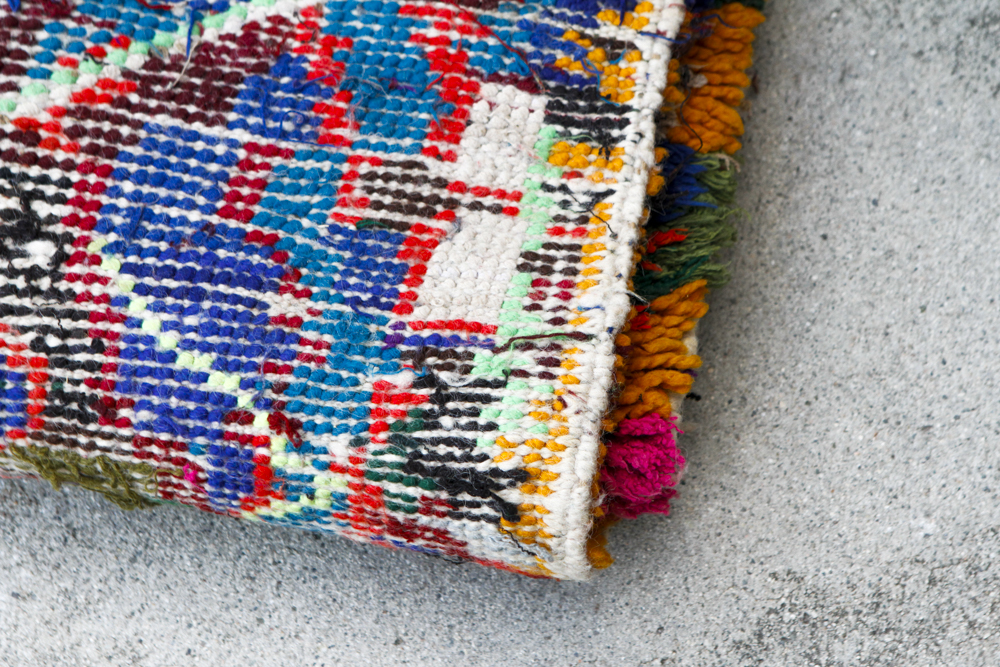 Vintage Handwoven Moroccan Multi-Colored Shag Rug