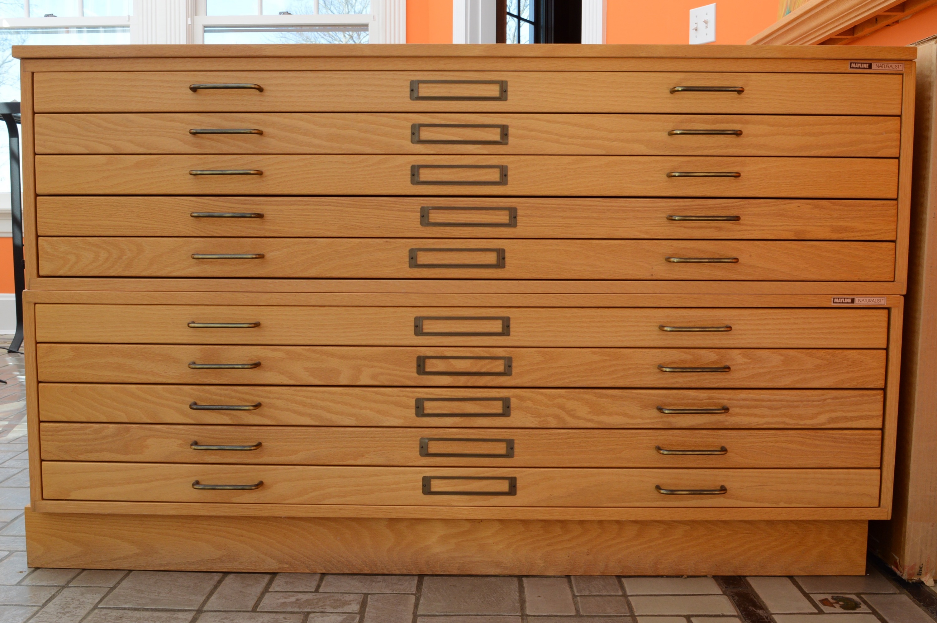 Mayline 10 Drawer Oak Flat Blueprint Cabinet