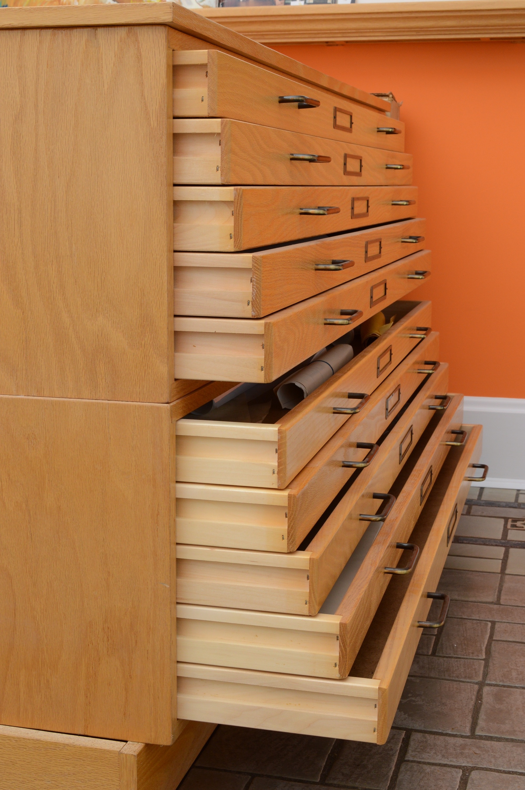 Mayline 10 Drawer Oak Flat Blueprint Cabinet