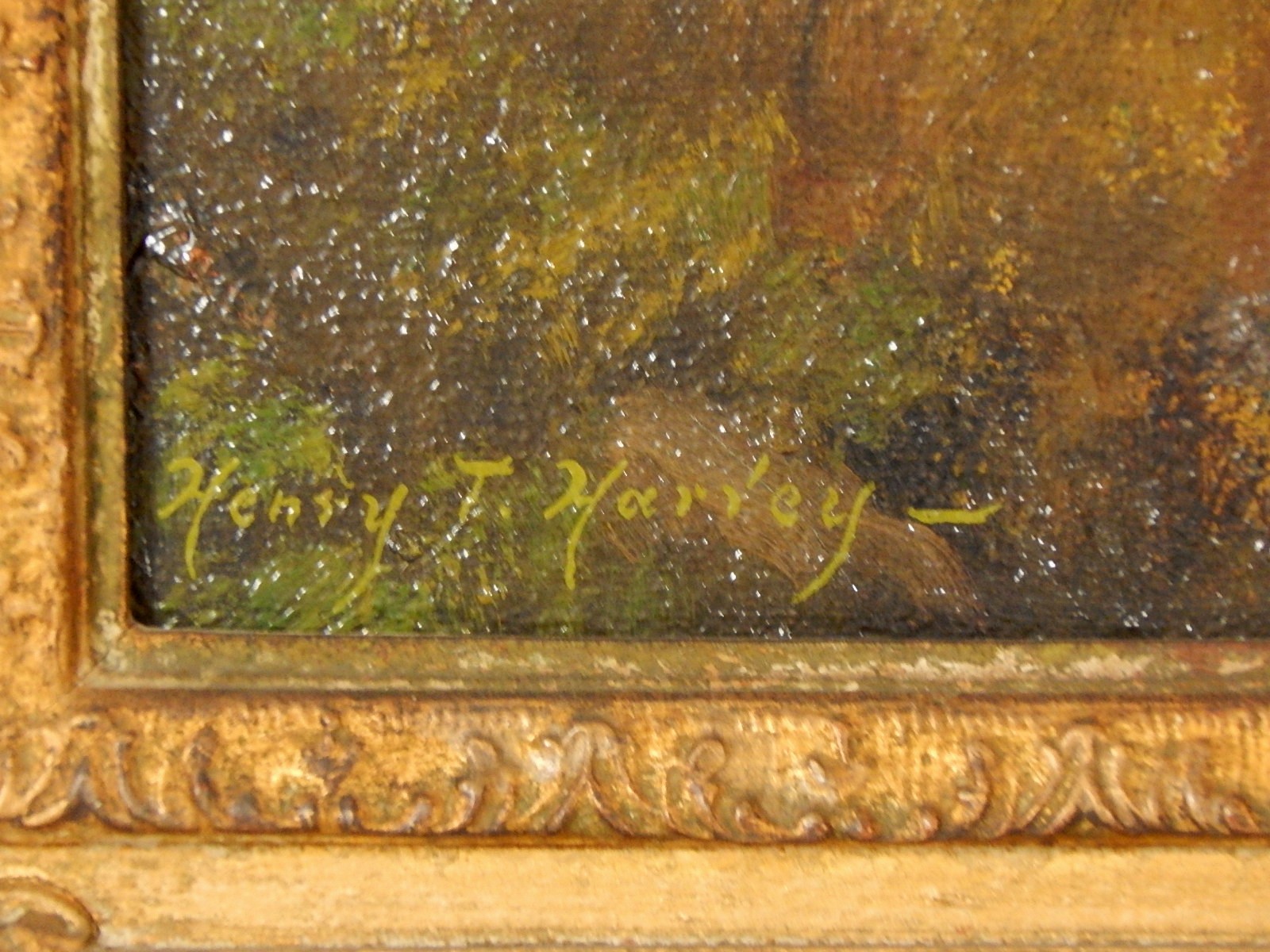 Henry T. Harvey Oil on Canvas "By The Cottage"