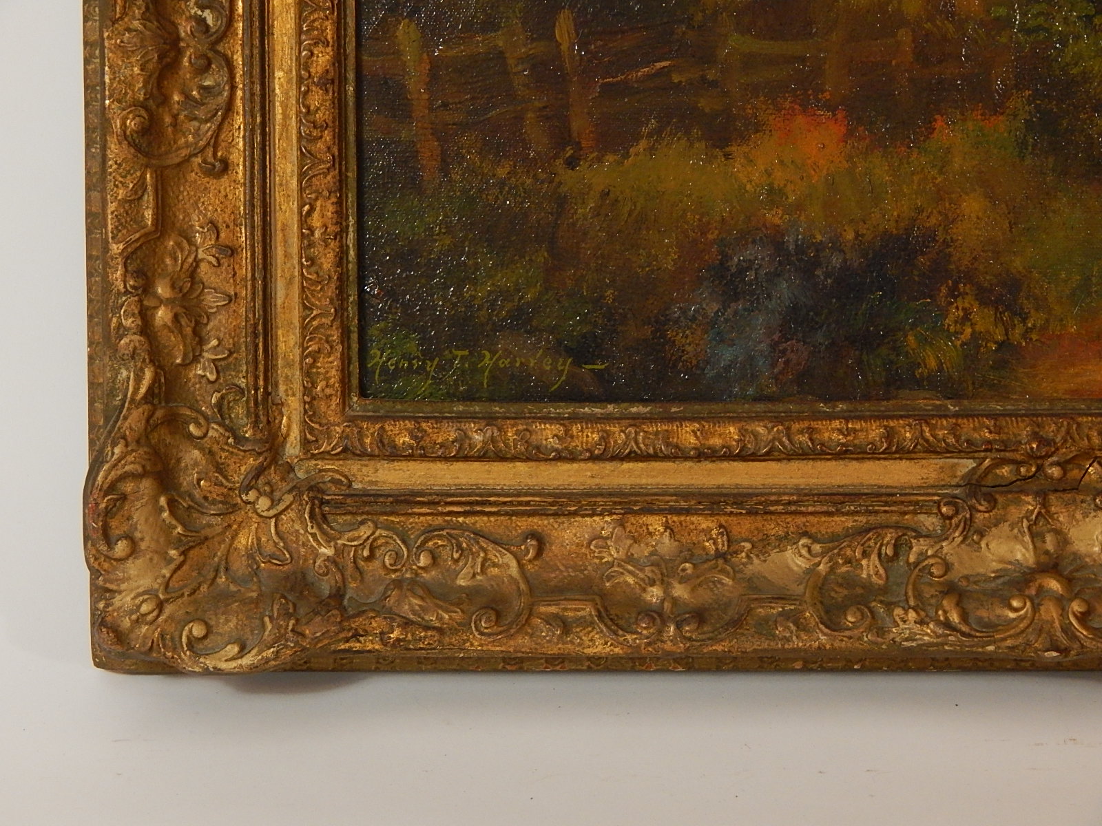 Henry T. Harvey Oil on Canvas "By The Cottage"